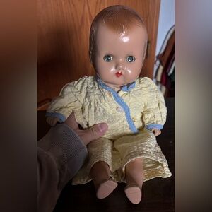 Unmarked red haired composition doll